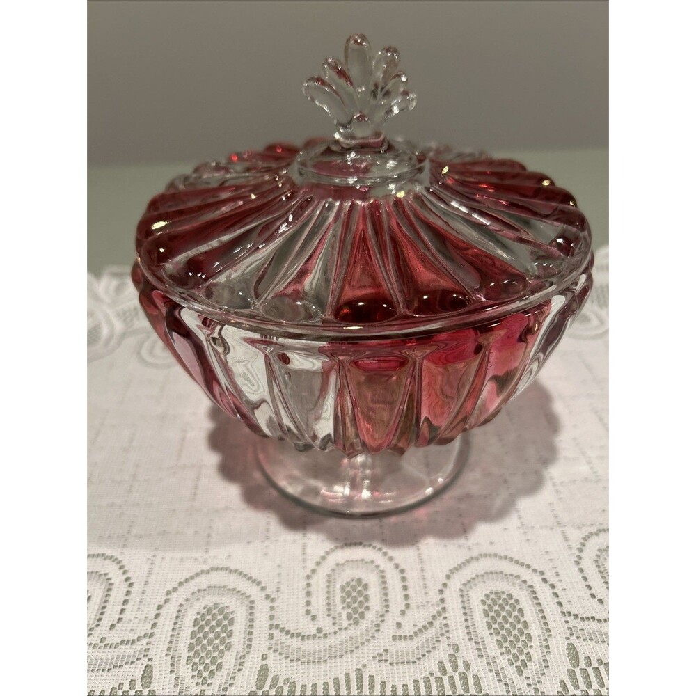 Vintage Candy/Trinket Dish Cranberry Glass Anchor Hocking